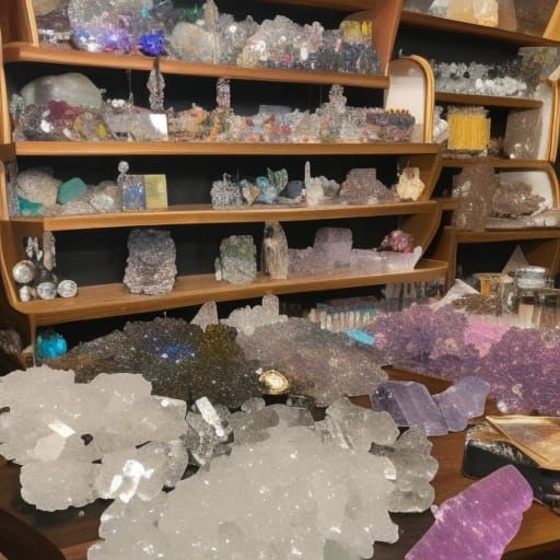 shop full of crystals for sale - AI Generated Artwork - NightCafe Creator