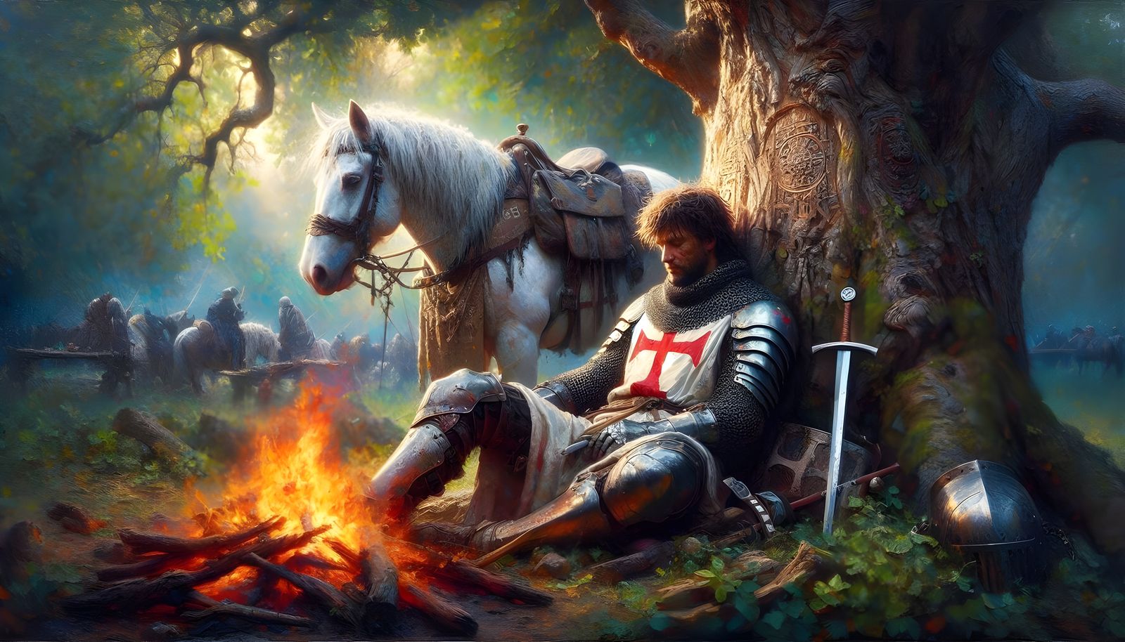 Battle weary Templar knight