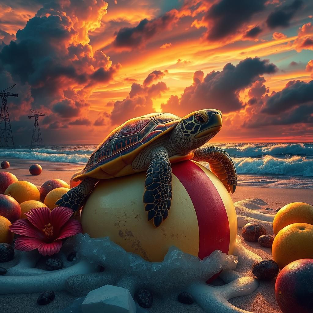 Turtle on beach  by @KiwiBird