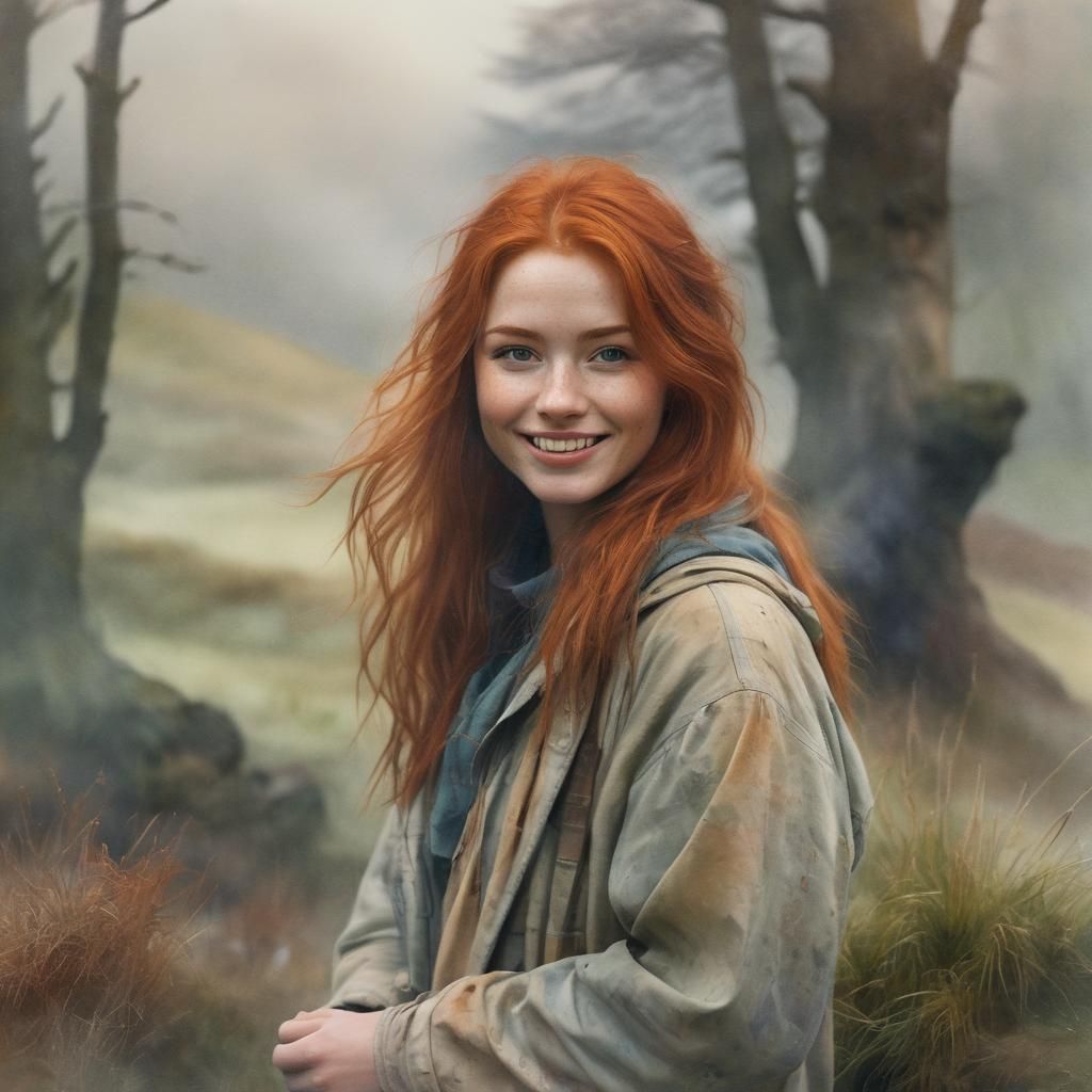 Scottish redhair girl. Aquarelle
