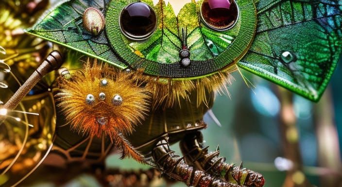 Full-body macro shot of bug with big eyes, by bordalo II, En...