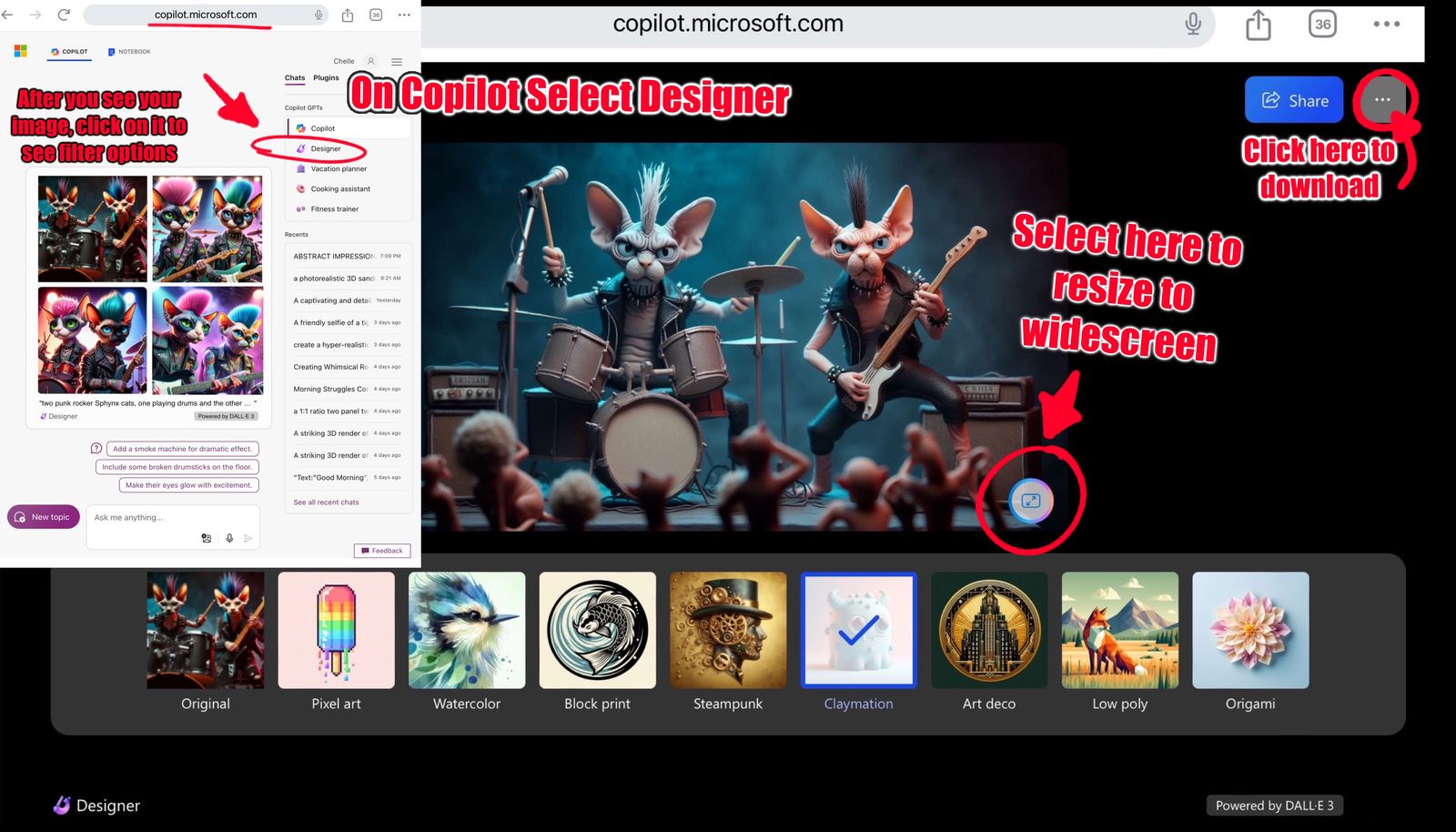 Punk Sphynx Cats - DALL-E 3 Copilot Designer With all 9 Styles Applied
