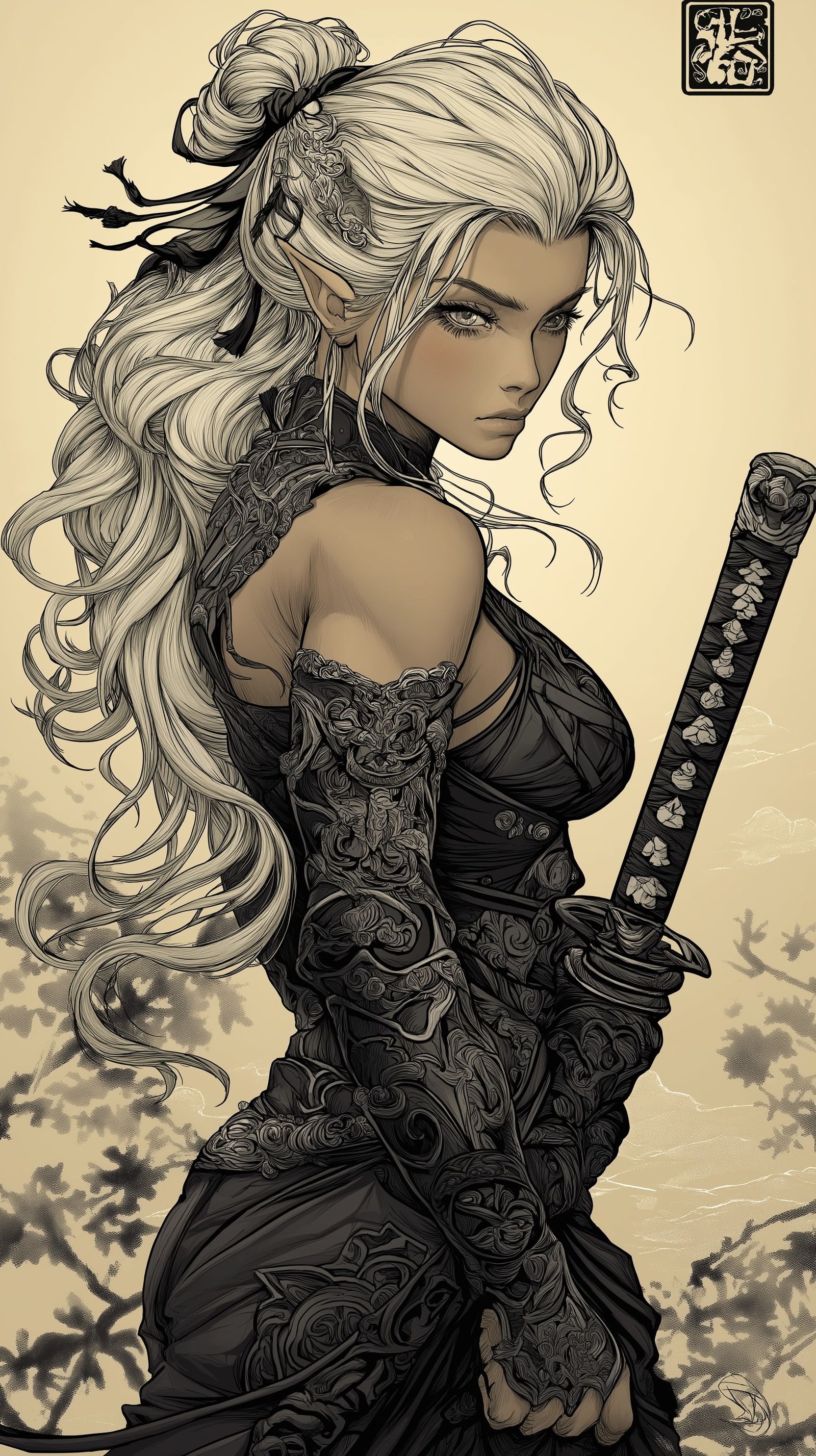 A Female warrior elf