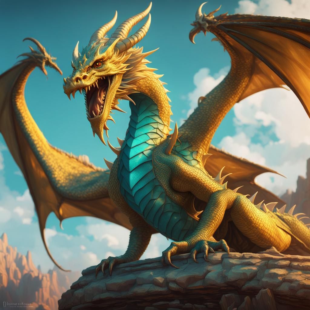 Furious yellow dragon - AI Generated Artwork - NightCafe Creator