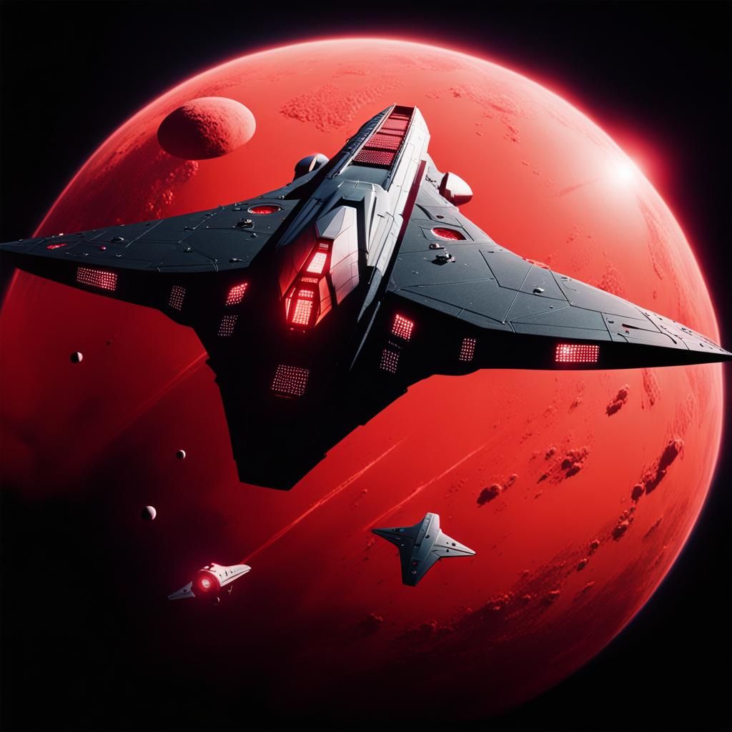 Red Crystal, Horten 229 shape, Plasma ray ship, swallow tail...