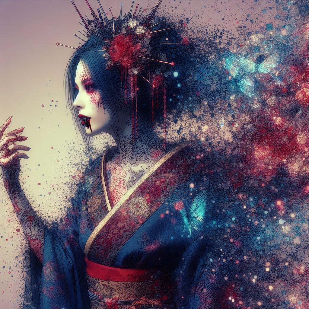 double exposure beautiful fantasy DALL-E 3 portrait landscap...