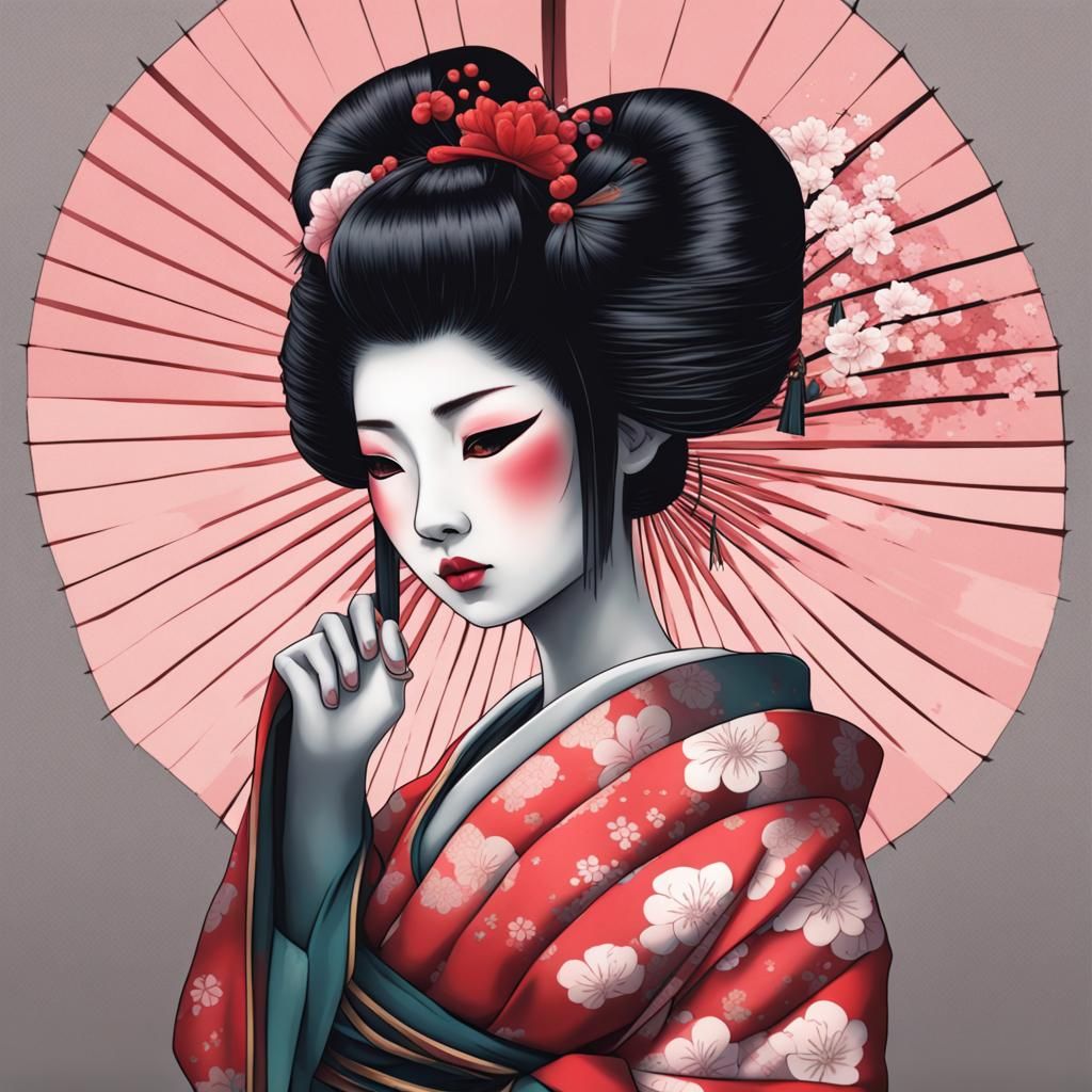 Shy geisha - AI Generated Artwork - NightCafe Creator