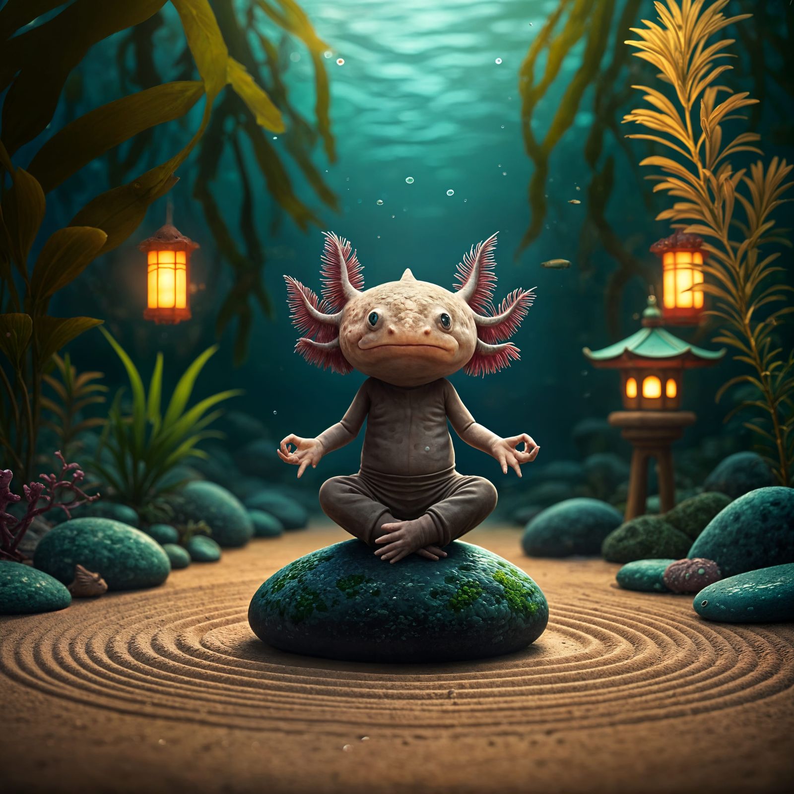 Zen Axolotl  by @Charlo82