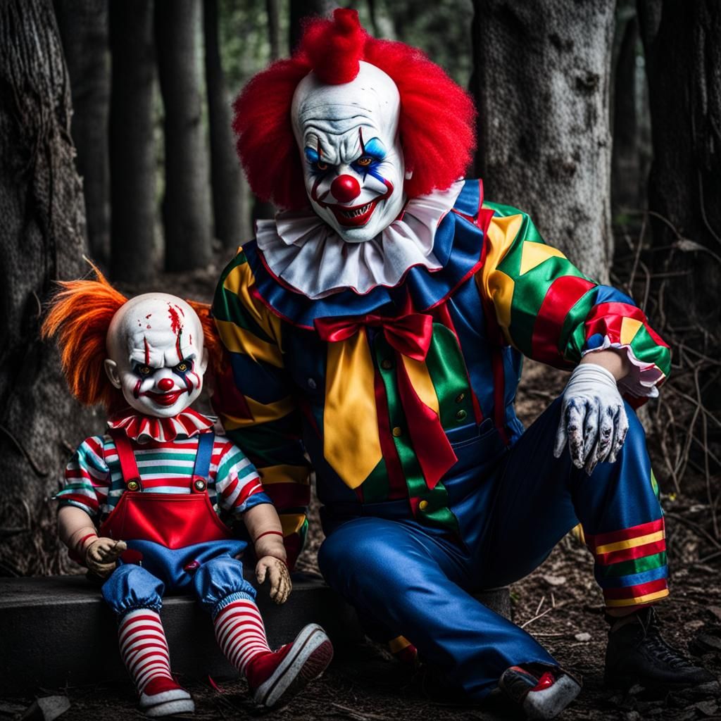 killer clown and chucky doll