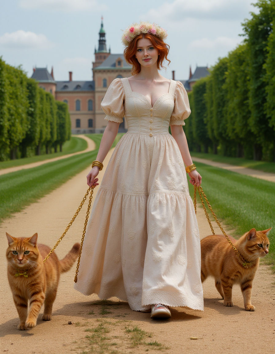 A baroness strolling through a palace park VL