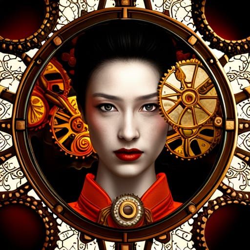 SDXL steampunk geisha