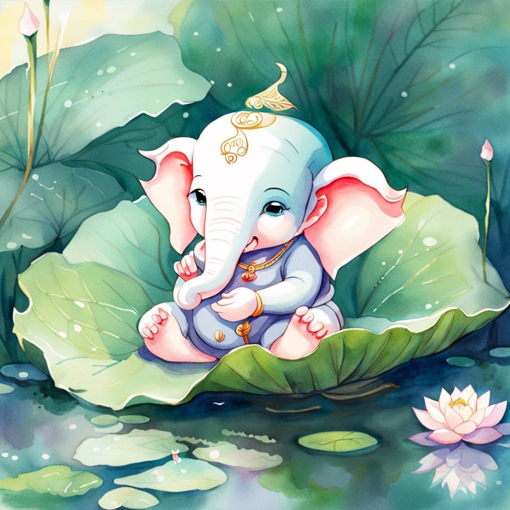 Cute Bal Ganesh Ganapathy Baby Hindu God - Ganesha Art - Pin | TeePublic