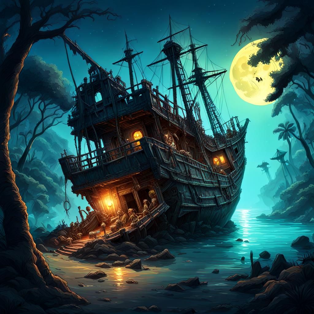 Shipwreck on scary island