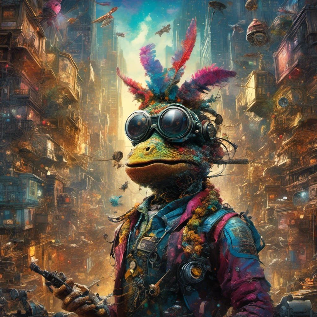Guerilla.   <lora:Gonzo Bugs:0.1> <lora:depth:0.2> <lora:Gor...