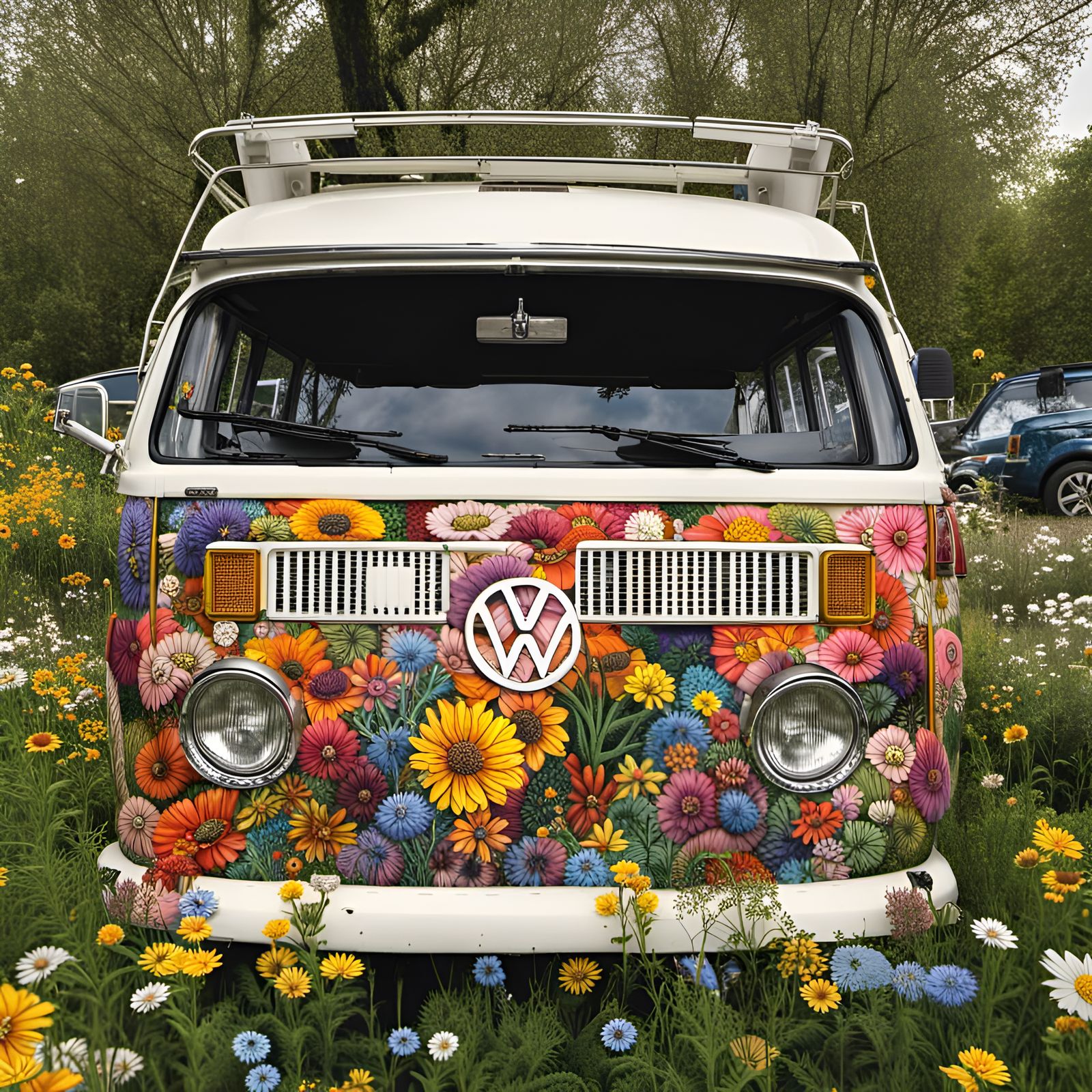 Wild Flowers Camper Van #1, Masterplayer - AI Generated Artwork ...