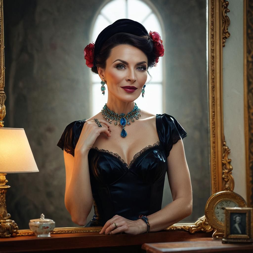 Extravagant Lady Portrait with Surreal Background