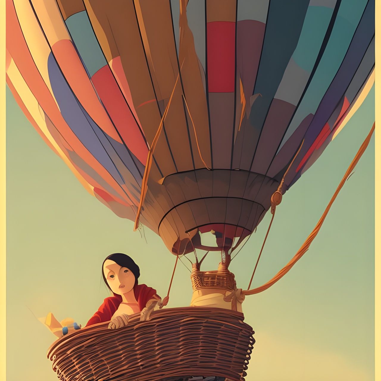 Woman on a hot air balloon