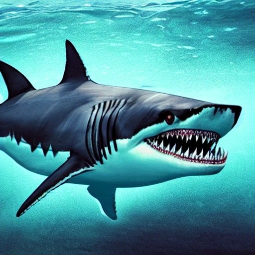 Mutated shark swimming