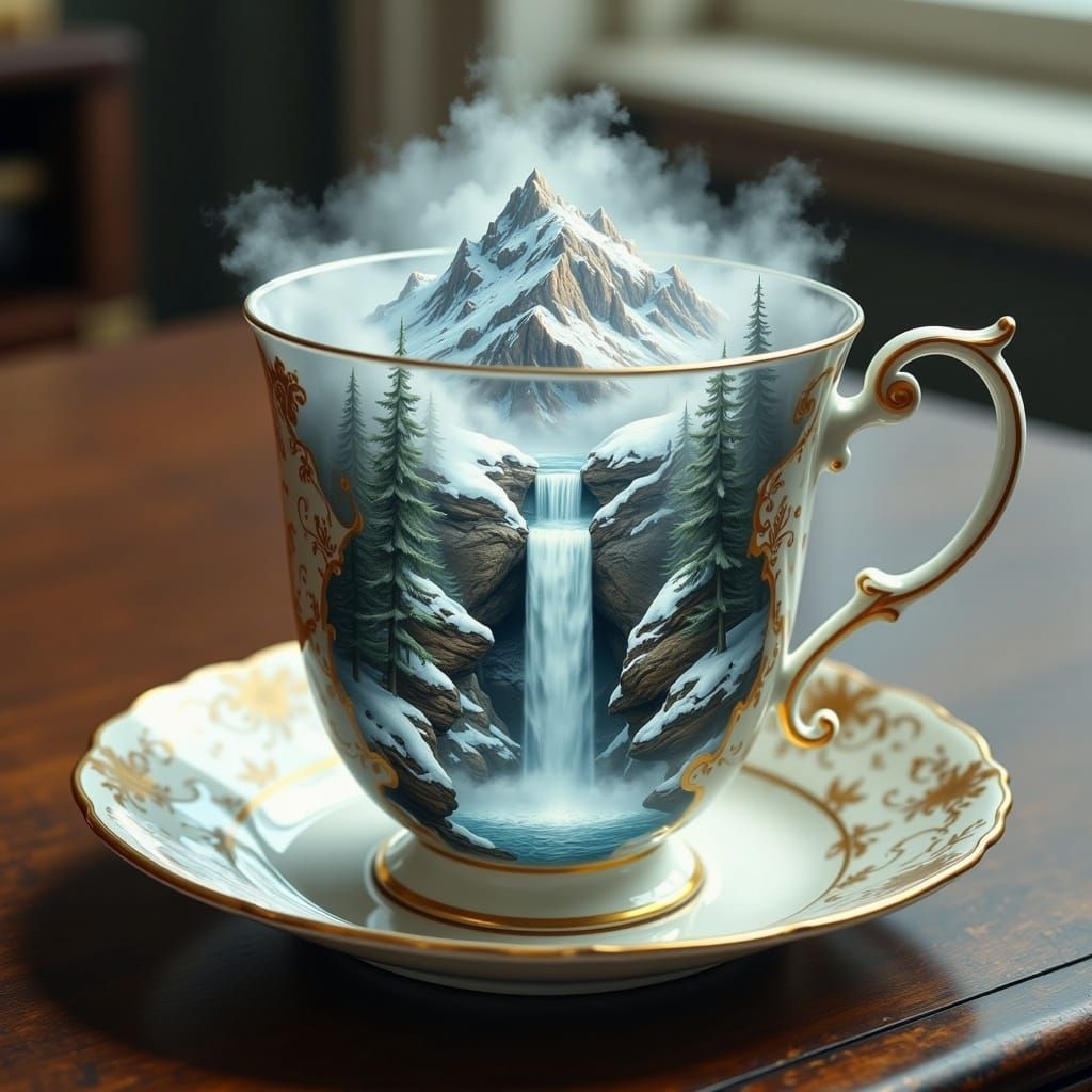 Teacup Series - Winter Waterfalls I