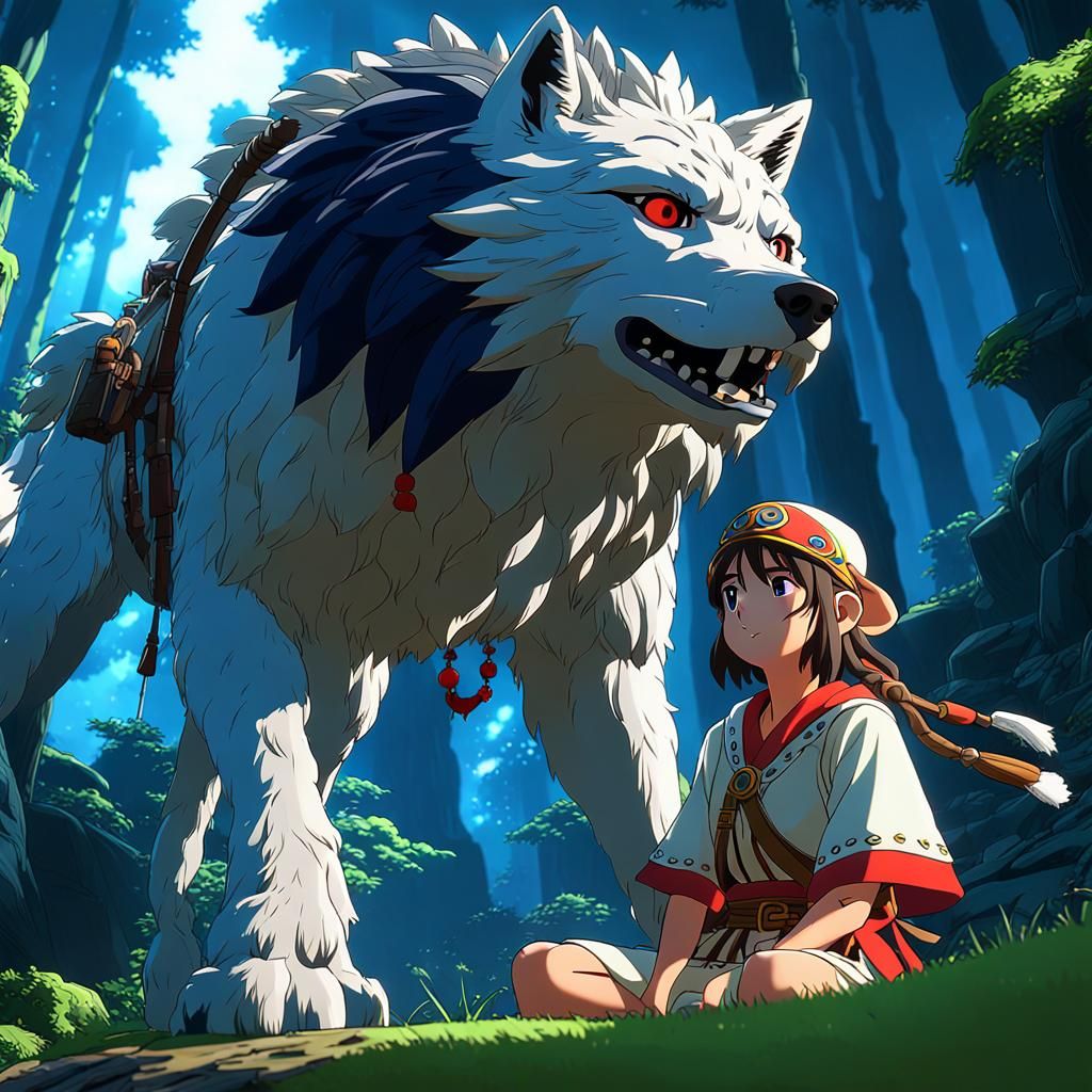 Princess Mononoke and wolf god Moro