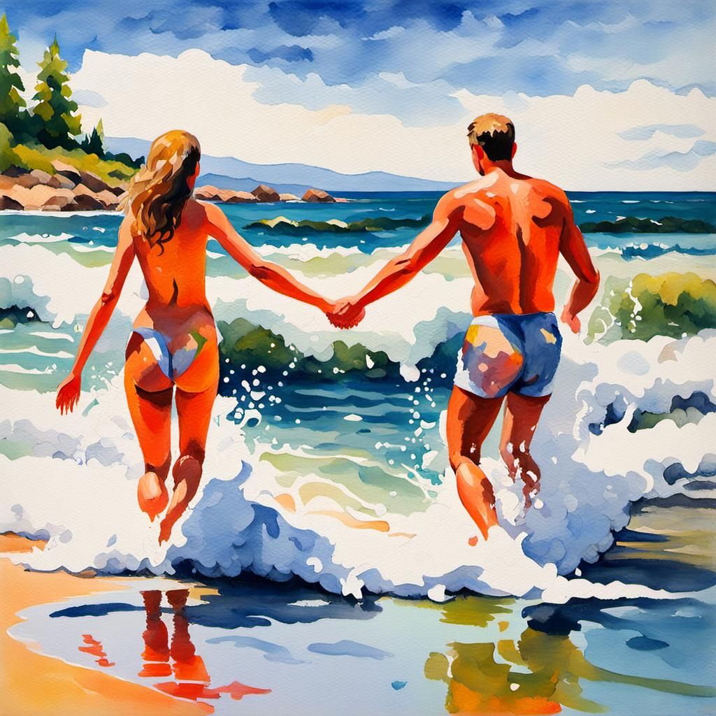 Couple playing in the water  by @Fernando 