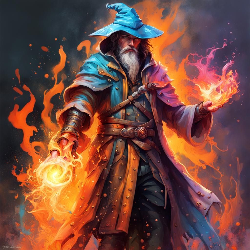 Warrior wizard using fire magic - AI Generated Artwork - NightCafe Creator