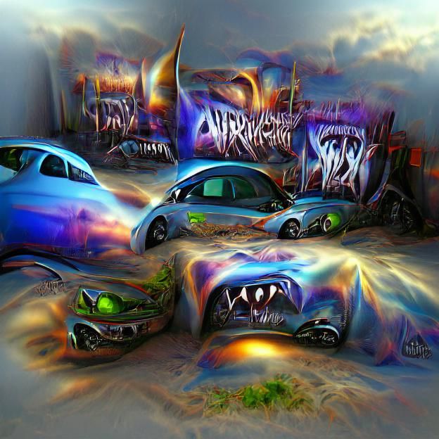 Angry cars devouring the world 8k resolution concept art air...