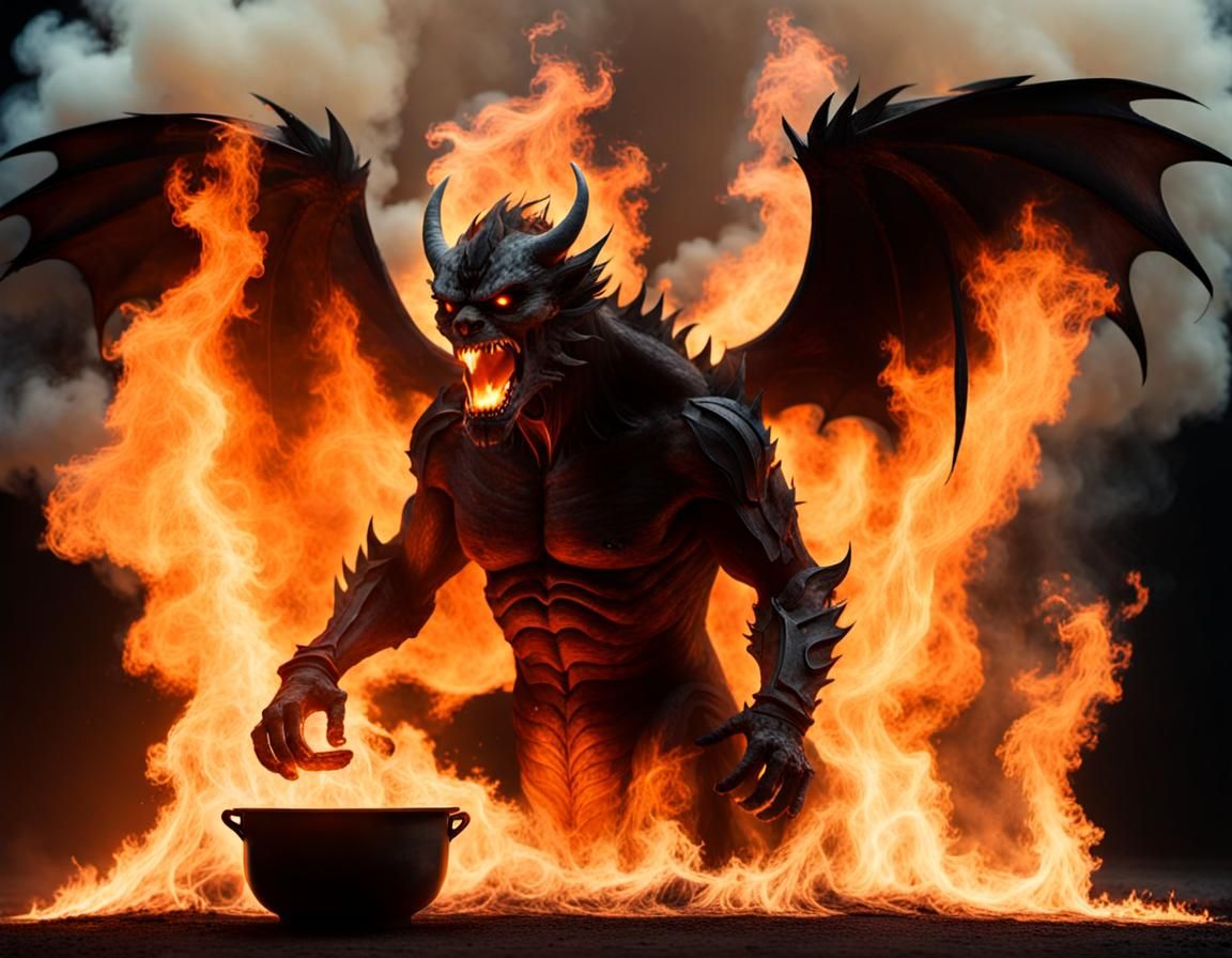 Demon makes some cauldron brew