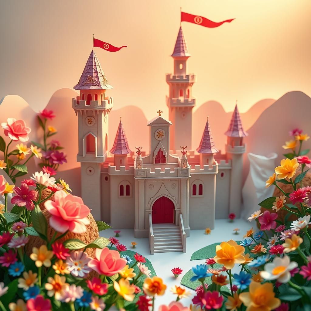 Origami Castle in Dreamy Garden Setting
