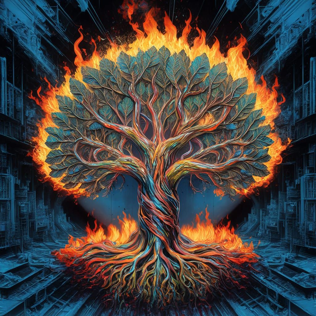 The tree of life on fire