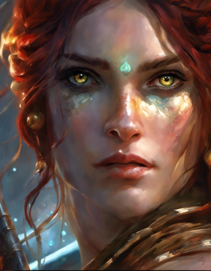 Beautiful Woman, iridescent scales on face , red eyes, detailed Jedi ...