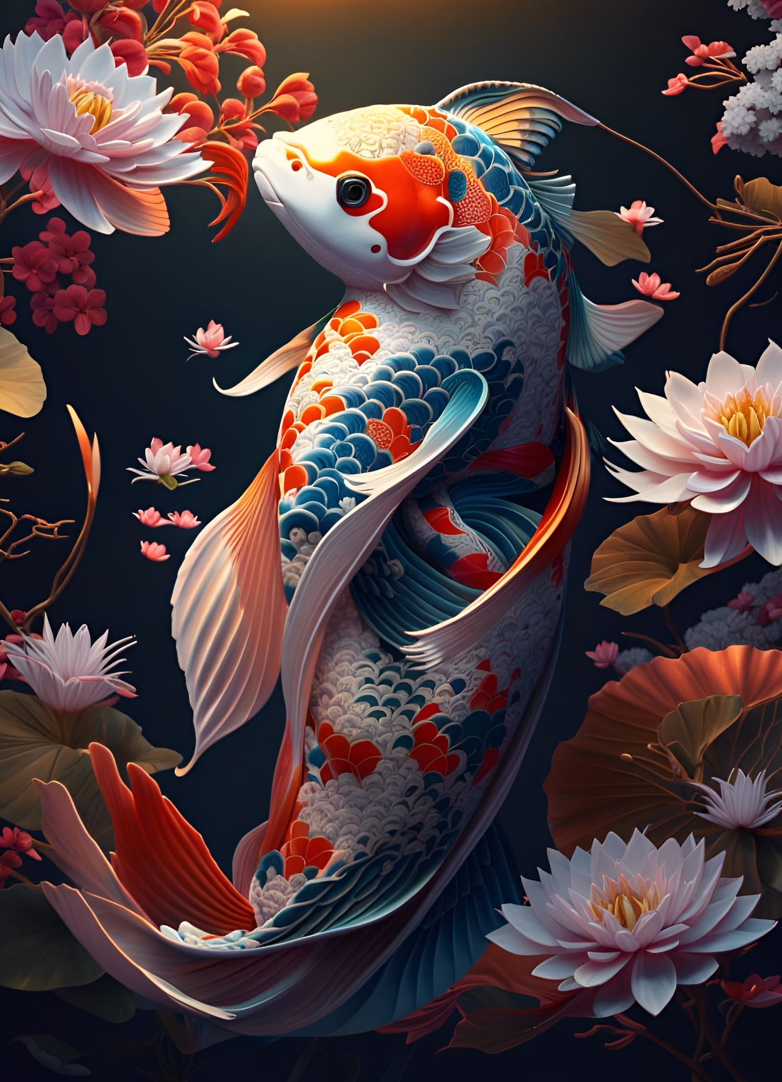 Playing Koi - AI Generated Artwork - NightCafe Creator