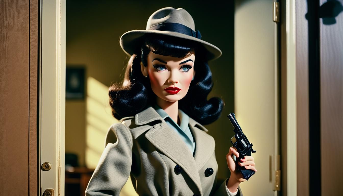 A photographic image of a Bettie Page Barbie Doll wearing a ...