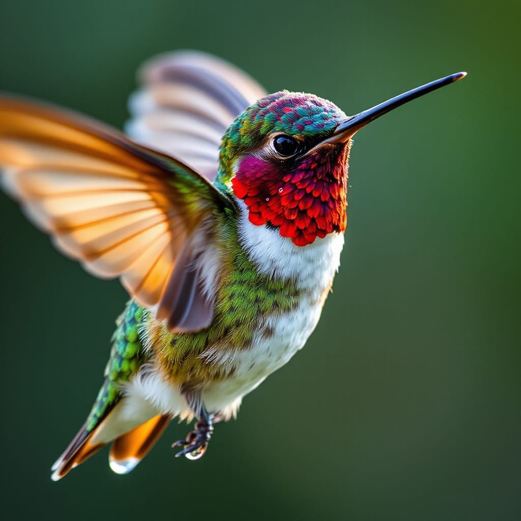 : a macro close up shot of a colorful hummingbird's wing, revealing the delicate structure of its feathers ...  by @Hummingbirdartiste