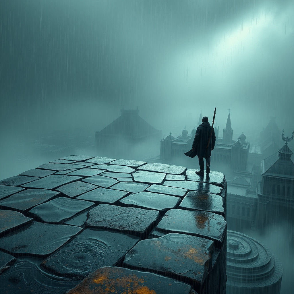 Mystical City in Rain, Matte Painting