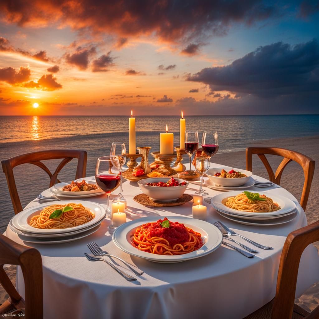romantic pasta dinner  by @Richard Parker
