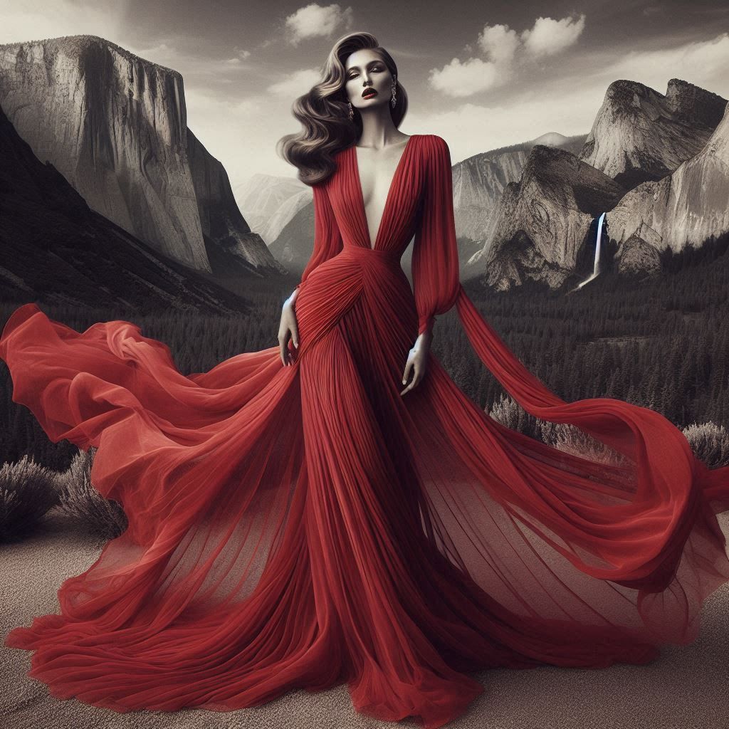 Glam woman with beautiful long dress