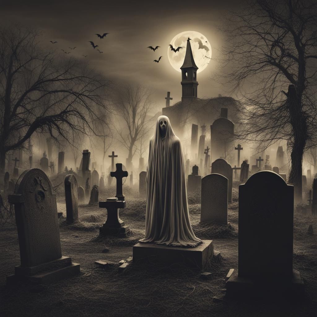 Haunted Cemetery - AI Generated Artwork - NightCafe Creator