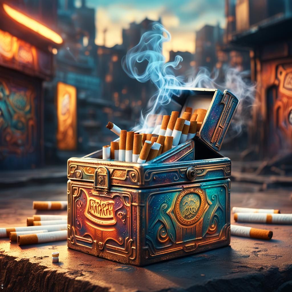 Graffiti Cigarette Box in 3D Matte Painting