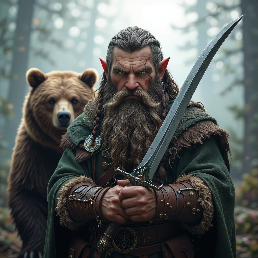 DnD Dwarf Druid, intricate details, HDR, beautifully shot, hyperrealistic, sharp focus, 64 megapixels, perfect composition, high contrast, c...