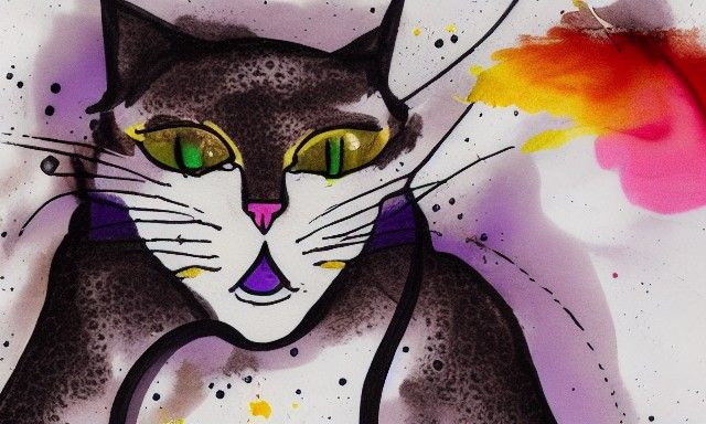 Startled Man and Ginger Cat in Sumi Ink