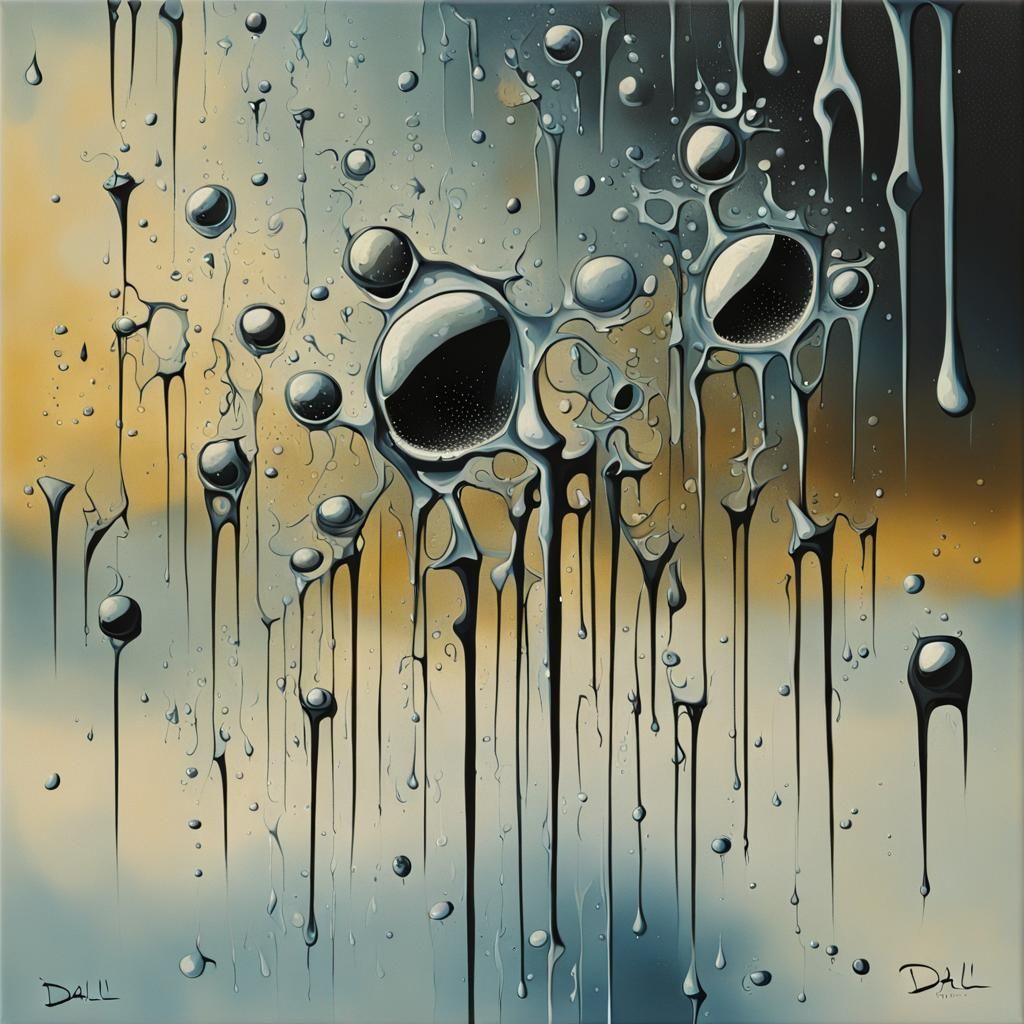 Abstract rain dotted frozen broken shattered glass framed su...