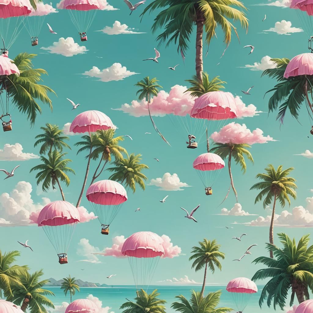 Baby Parachuting onto Lush Island Paradise