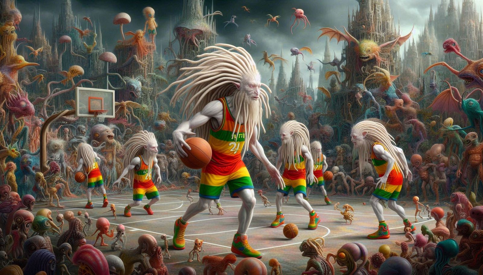 ALBINO RASTA BASKETBALL AGAINST THE MUNCHKINS 1