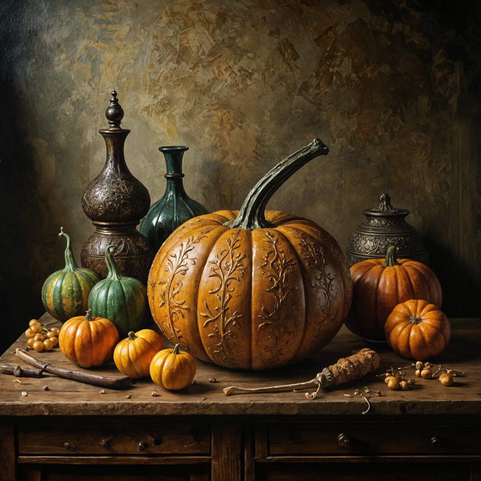 Still Life with a Gourd  by @Sherkhal