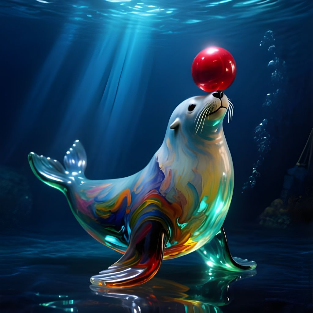 Glass sculpture of circus sea lion on sea depth 
Sea Glass Sculptures by Frans Hals and Auguste Rodin ...  by @Igor_Ch