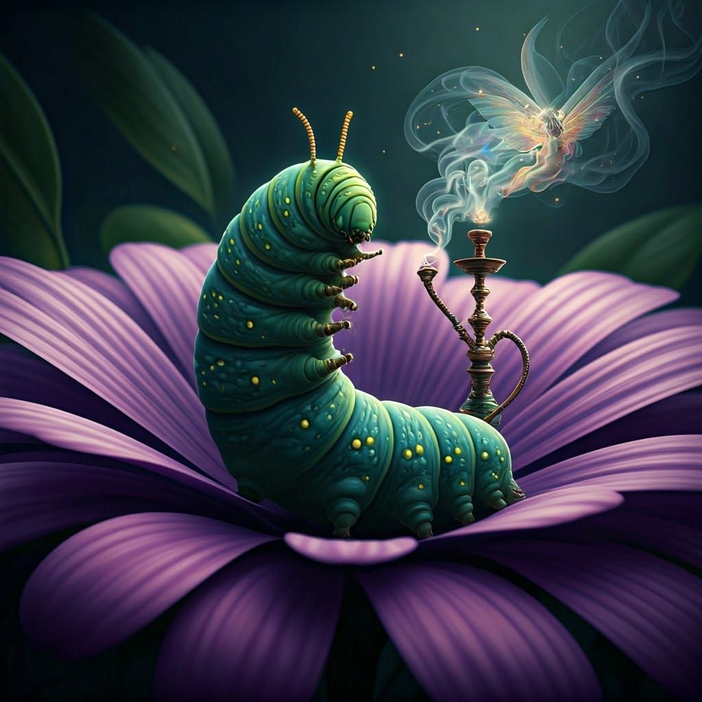 Caterpillar Summoning Goddess with Hookah Smoke