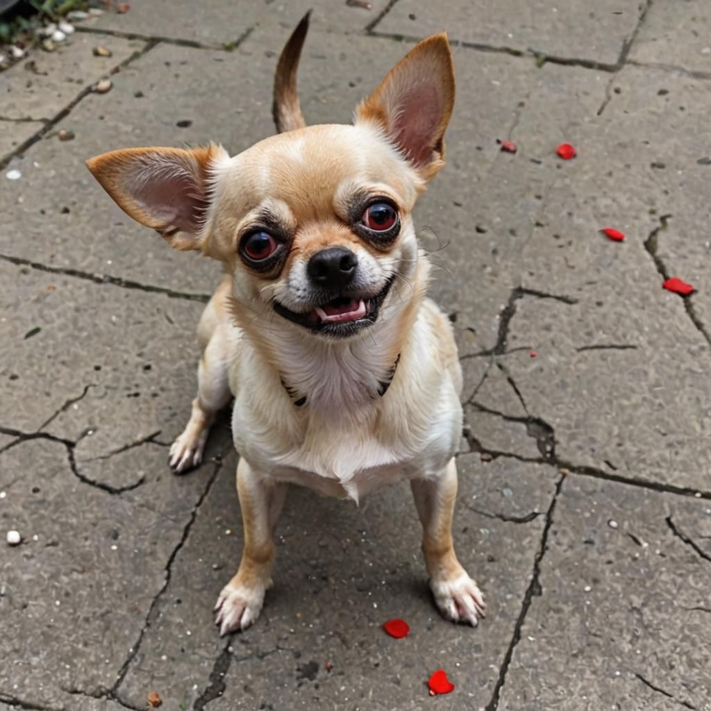 vicious chihuahua with red eyes