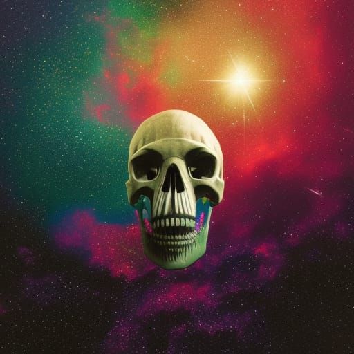 skull superimposed in a sprawling nebula sky - AI Generated Artwork ...