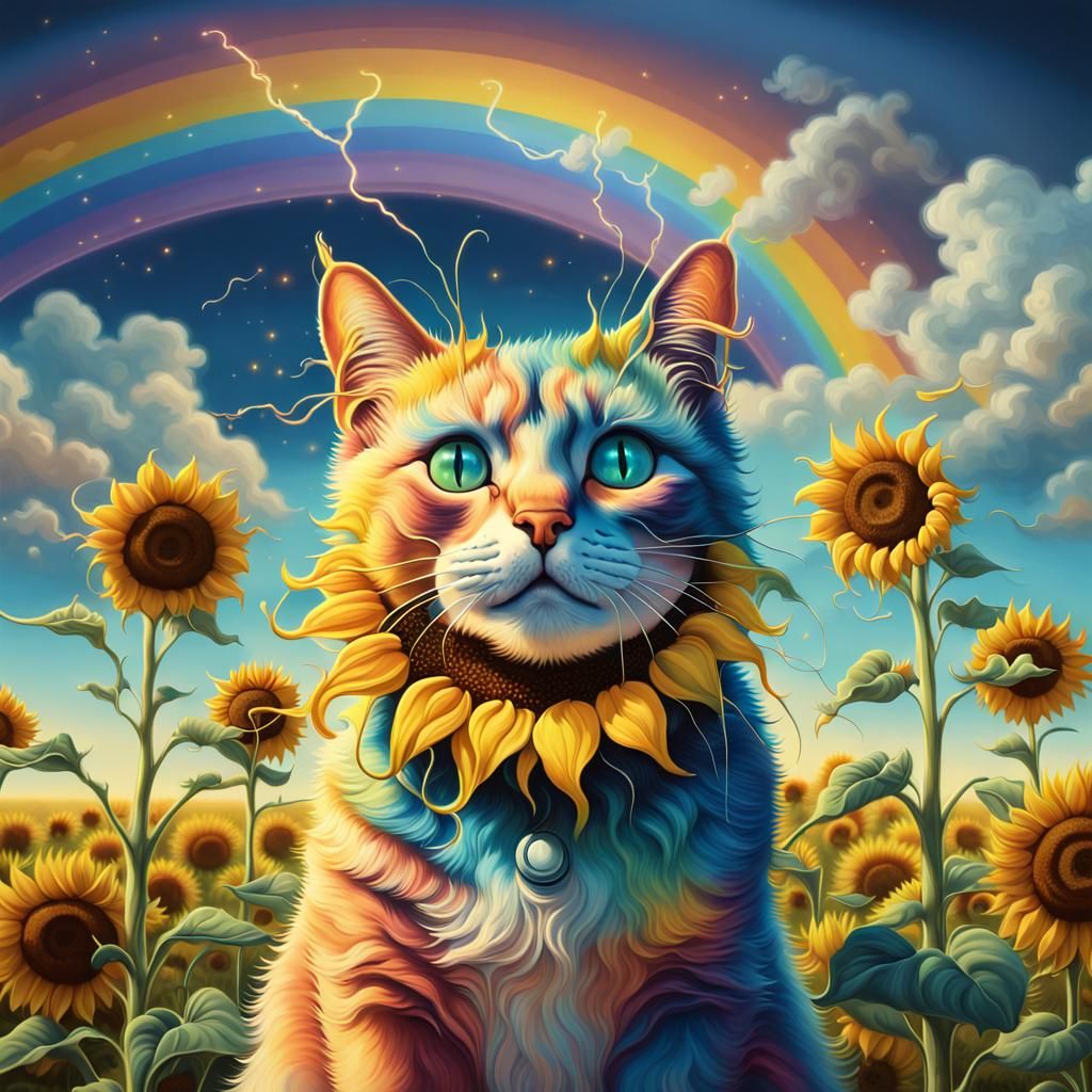 Starry Electric Lighting Cat Sunflowers Rainbow surrealism Salvador ...